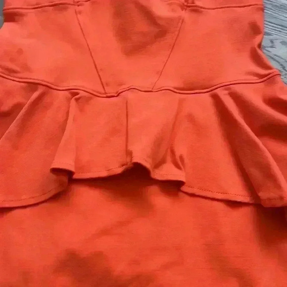 Bebe | Orange/red and  black peplum dress - Picture 3 of 10